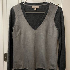 Banana Republic Grey Sueded V-Neck Sweater